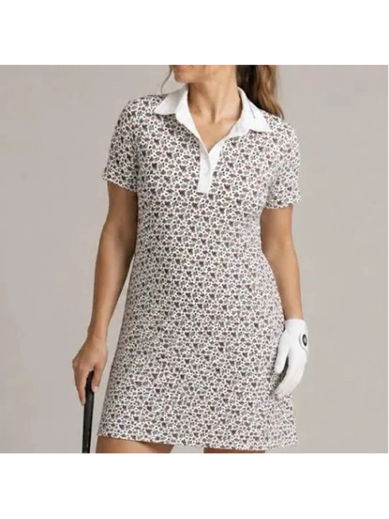 Barstool Golf Dresses & Skirts - Barstool Golf Dress Women’s Size M White Green Floral Golf Polo Performance